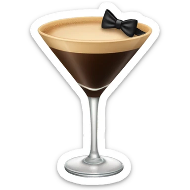 Espresso martini with a black bow sticker