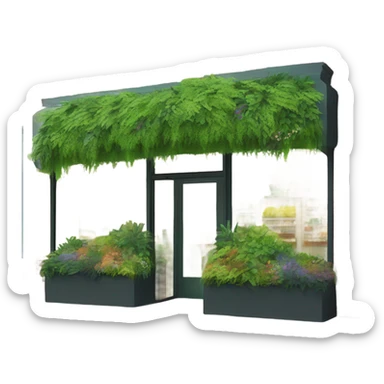 shopfront with green roof sticker