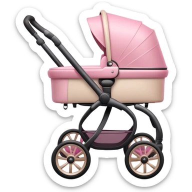 baby stroller with pink gradient and beige colors sticker