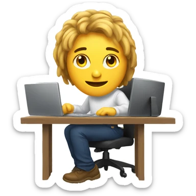 Working on pc at home sticker