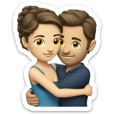 caucasian brunette couple hugging  sticker