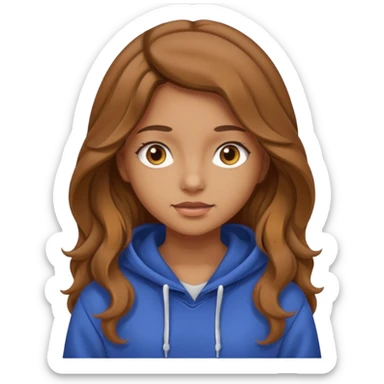 Girl with long and light brown hair and wear hoody and her hai is somethig betwwen curly and stright and her eyes is same color with her hair  sticker