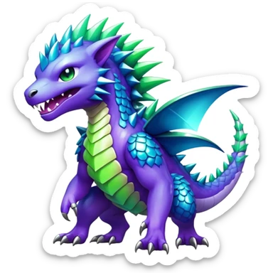 Shiny epic green blue and purple animal-fakemon-creature sticker