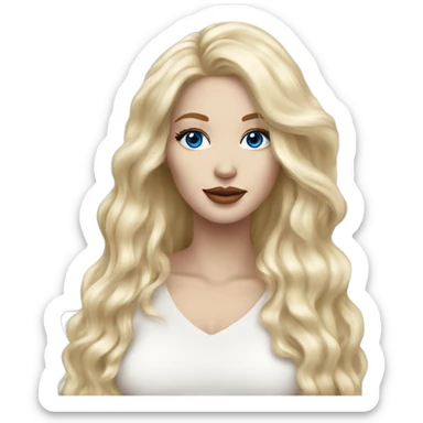 stunning beauty white woman, blonde long hair glossy lips blue eyes sticker
