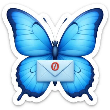 Blue butterfly with letter sticker