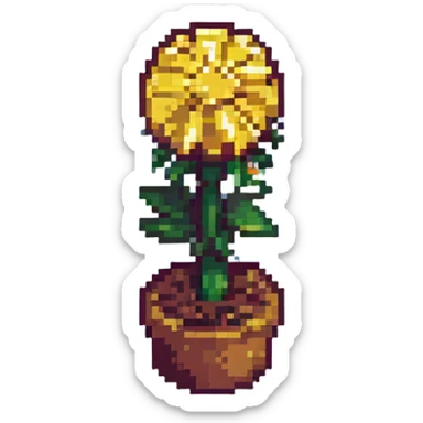 dandelion, pixel art style, simple and blocky, retro game look sticker