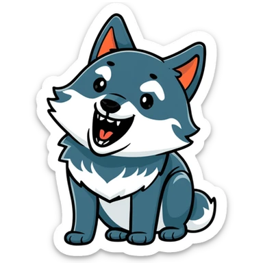 black wolf laughing sticker