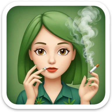 woman smoking marijuana sticker