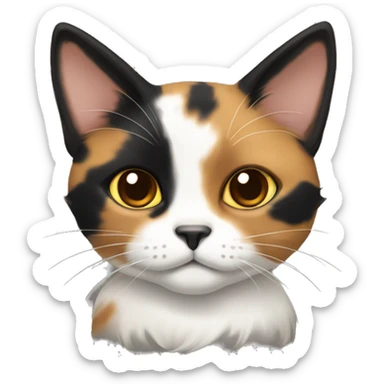 Calico cat mainly black and tiny splotches of brown sticker