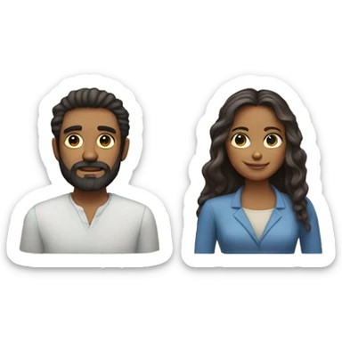 A man and woman joined into a single person with a beard and feminine features and long hair  sticker