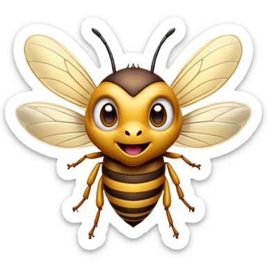 Cinematic Comical Hornet Portrait Emoji, Head tilted dramatically with an exaggeratedly shocked expression, featuring a sharply striped body with wide, comically expressive eyes full of playful disbelief and animated wings, Simplified yet hilariously expressive features, highly detailed, glowing with a slightly sassy glow, high shine, dramatic yet playful, stylized with an air of cheeky insect mischief, soft glowing outline, capturing the essence of a meme-worthy hornet that looks ready to buzz its way into viral fame! sticker