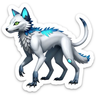 Modern Futuristic Feral Cyborg-Vernid-Sergal-Feline-Trico-species, 4 legs, by LiLaiRa, full body sticker