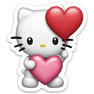 hello kitty holding a heart that says “I love you” sticker