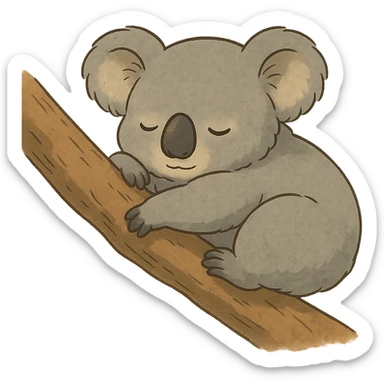 sleeping koala, peaceful and cozy in ghibli style sticker