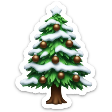 Christmas tree with snow with brown balls on it  sticker