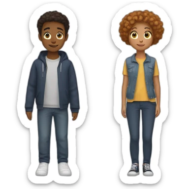 Boy wearing cos² with girl wearing sin² ( best friends  sticker