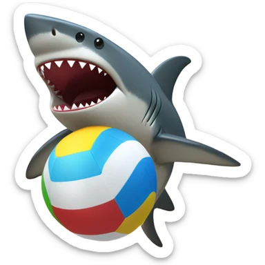 shark juggling beach ball on its nose  sticker