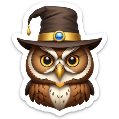 owl with magician hat sticker