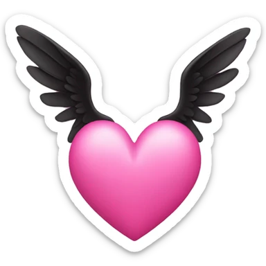 Pink love emoji with black wings sticker