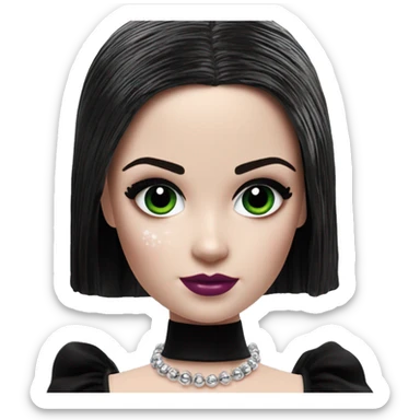  glitter Wednesday Addams.Parisian Beach beauty Barbie.full height 2girl sticker