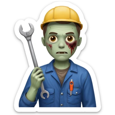 zombie mechanic with tool in his hand   sticker