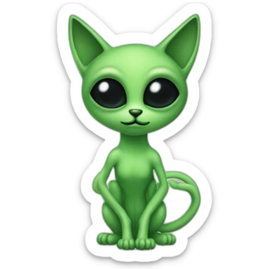 green alien cat black eyes antenna sticker