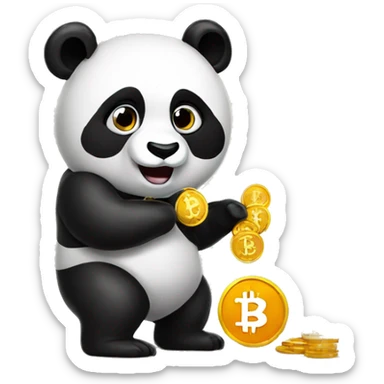 a panda buying bitcoin sticker
