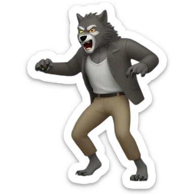 wolfman doing thriller dance sticker