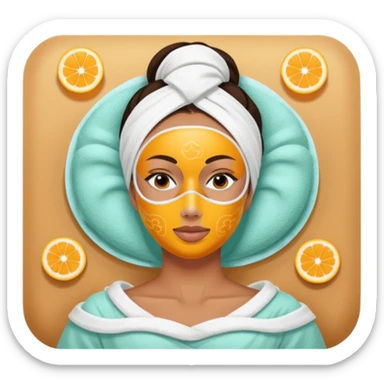 Lady with face mask spa beauty full face relaxing sticker