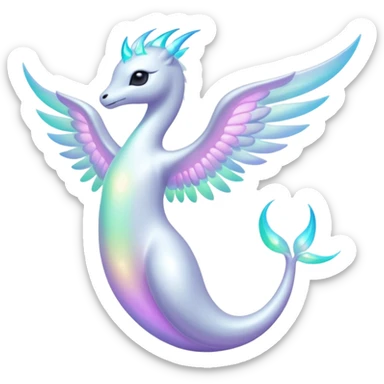 A bright whiteish iridescent divine legendary spiritual ethereal beautiful Fakémon-creature sticker
