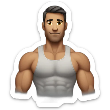 muscular man with one skinny arm and one muscular arm sticker