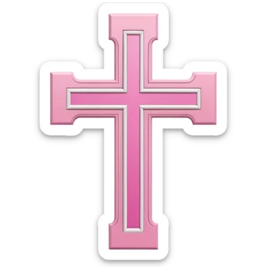 Pink and white simple holy cross sticker
