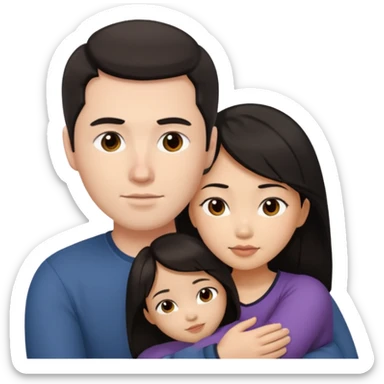 Chite guy dark hair asian girl cuddling sticker