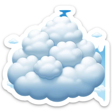 Cinematic Realistic Cumulus Emoji, Big and puffy, with cotton-like clouds floating in the clear blue sky. The rounded tops of the clouds glow with the light of the sun, while their soft, white texture adds a sense of calm and spaciousness. Soft glowing outline, capturing the essence of warmth, comfort, and peaceful skies in a perfect cumulus cloud! sticker