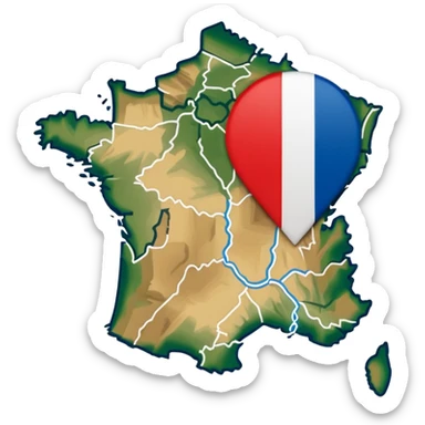 map of france with a red lign joining lille and brest sticker