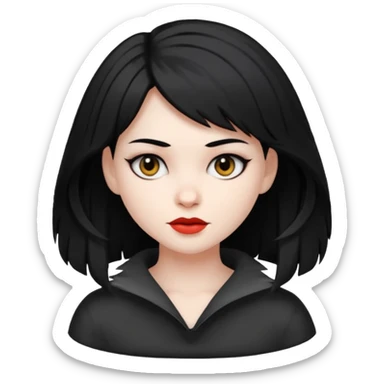 woman with black wolfcut hair sticker