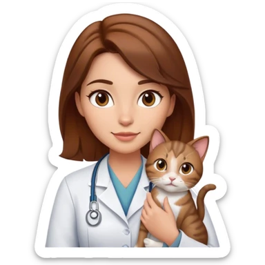 disney female vetranarian with brown hair and brown eyes holding a cat sticker