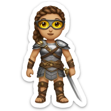 Girl gladiator with braided brown hair and sunglasses sticker