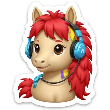 red pony streamer with gaming head set sticker