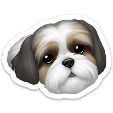 Shih tzu sleeping light blue donut bed sticker