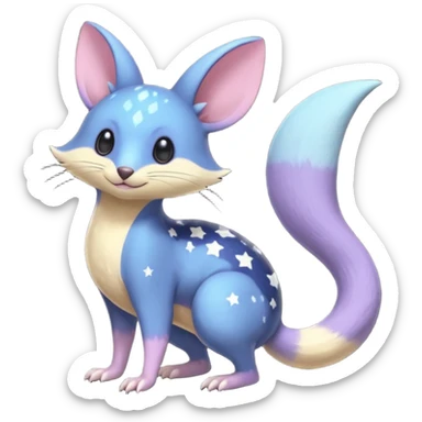 Nebula Celestial Lunar Starry Galactical Stellar Buizel-Minccino-Purrloin-Cresselia-Numbat-Bilby-Quoll-Meowstic-hybrid-fusion-creature (full body) sticker