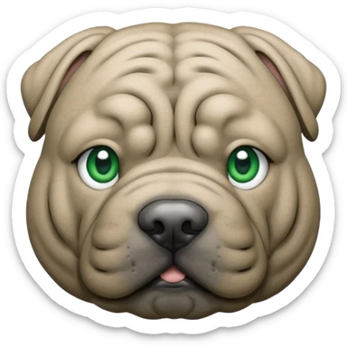 Grey shar pei with green eyes sticker