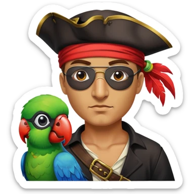 pirate with eye patch and parrot sticker