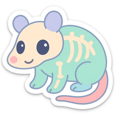 cute cartoon skeleton possum sticker