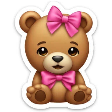 teddybear with a rosa bow on his head sticker
