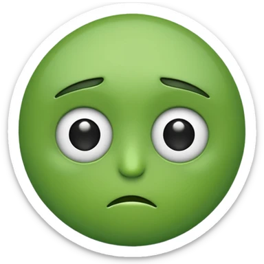 Can you make a green emoji. the eyes looking to the left and has a frown sticker