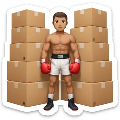 Can you make a man who is a boxer made square cardboard boxes sticker