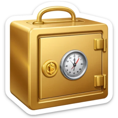 Create a single Apple-style emoji representing assets held in a securities depository: a compact safe or vault icon combined with rising financial symbols (stock chart line, bonds, or certificates), sticker