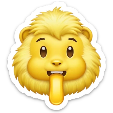 Yellow emoji with a yellow bone in his mouth sticker