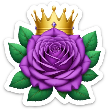 Purple rose with crown and a leaf wreath sticker